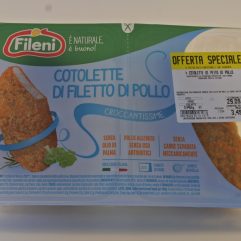 4 COTOLETTE DI FILETTO DI  POLLO FILENI ( NO ANTIBIOTICI , NO CARNE 
SEPARATA MECCANICAMENTE, 100 % CARNE ITALIANA )