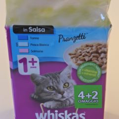WHISKAS PRANZETTI IN SALSA TONNO SALMONE x 6 bustine